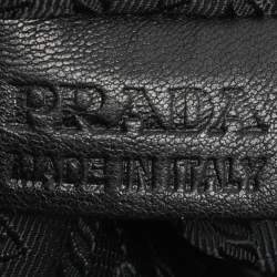 Prada Black Leather Ruffle Bauletto Satchel