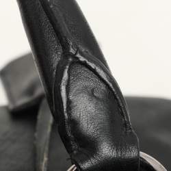 Prada Black Leather Ruffle Bauletto Satchel