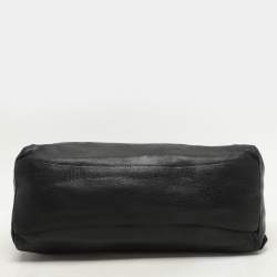 Prada Black Leather Ruffle Bauletto Satchel