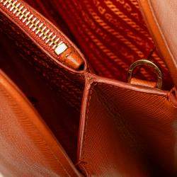 Prada Orange Medium Saffiano Lux Open Promenade Satchel