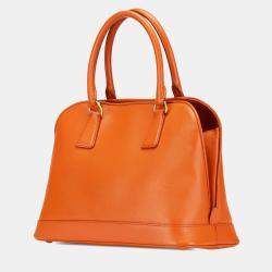 Prada Orange Medium Saffiano Lux Open Promenade Satchel