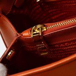 Prada Orange Medium Saffiano Lux Open Promenade Satchel