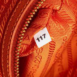 Prada Orange Medium Saffiano Lux Open Promenade Satchel