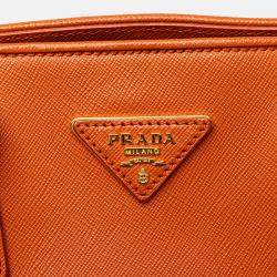 Prada Orange Medium Saffiano Lux Open Promenade Satchel