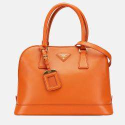 Prada Orange Medium Saffiano Lux Open Promenade Satchel