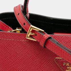 Prada Red Medium Saffiano Cuir Panier