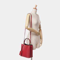 Prada Red Medium Saffiano Cuir Panier