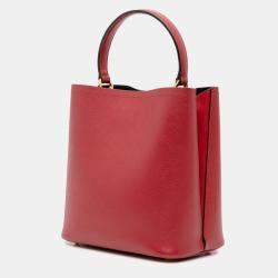 Prada Red Medium Saffiano Cuir Panier