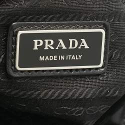 Prada Black Vitello Daino Leather Logo Embossed Tote