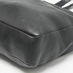 Prada Black Vitello Daino Leather Logo Embossed Tote