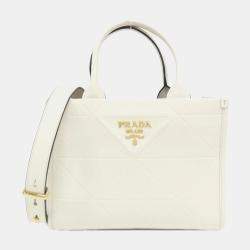Prada Soft Calfskin Triangolo Symbole Embossed Tote Bag