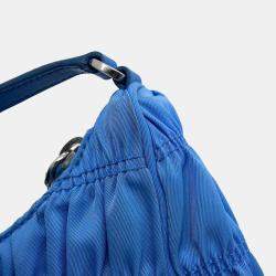 Prada  Light Blue Nylon Gathered One Shoulder Bag