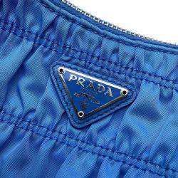 Prada  Light Blue Nylon Gathered One Shoulder Bag