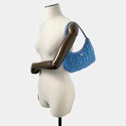 Prada  Light Blue Nylon Gathered One Shoulder Bag