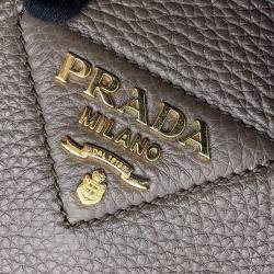 Prada Nero Vitello Daino Leather Top Handle Bag 
