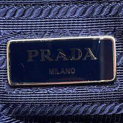 Prada Navy Nylon Mini Quilted Boston Bag