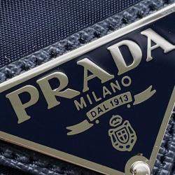Prada Navy Nylon Mini Quilted Boston Bag