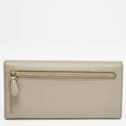 Prada Grey Leather Logo Flap Continental Wallet