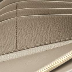 Prada Grey Leather Logo Flap Continental Wallet