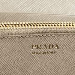 Prada Grey Leather Logo Flap Continental Wallet