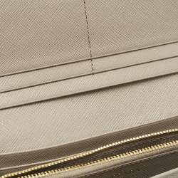 Prada Grey Leather Logo Flap Continental Wallet