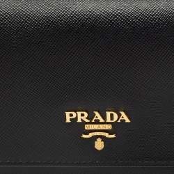 Prada Black Saffiano Leather Flap Continental Wallet
