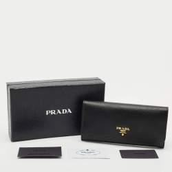 Prada Black Saffiano Leather Flap Continental Wallet