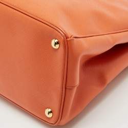 Prada Orange Saffino Lux Leather Medium Double Zip Tote