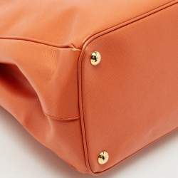 Prada Orange Saffino Lux Leather Medium Double Zip Tote