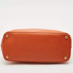 Prada Orange Saffino Lux Leather Medium Double Zip Tote