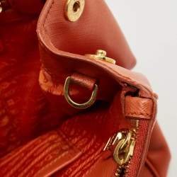 Prada Orange Saffino Lux Leather Medium Double Zip Tote