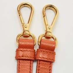 Prada Orange Saffino Lux Leather Medium Double Zip Tote