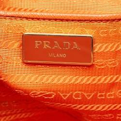 Prada Orange Saffino Lux Leather Medium Double Zip Tote