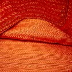 Prada Orange Saffino Lux Leather Medium Double Zip Tote