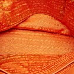 Prada Orange Saffino Lux Leather Medium Double Zip Tote