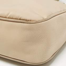 Prada Beige Nylon and Saffiano Leather Re-Edition 2005 Shoulder Bag