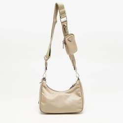Prada Beige Nylon and Saffiano Leather Re-Edition 2005 Shoulder Bag