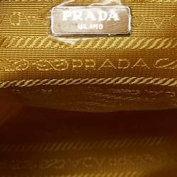 Prada Yellow Leather and Nylon Drawstring Bucket Bag
