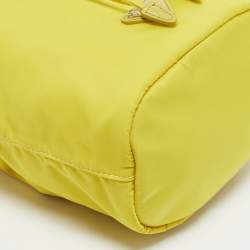 Prada Yellow Leather and Nylon Drawstring Bucket Bag