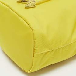 Prada Yellow Leather and Nylon Drawstring Bucket Bag