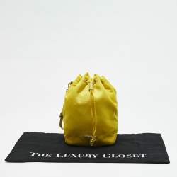 Prada Yellow Leather and Nylon Drawstring Bucket Bag
