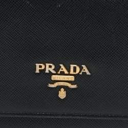Pre Owned Prada Black Saffiano Leather Flap Continental Wallet