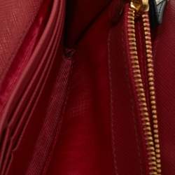 Pre Owned Prada Black Saffiano Leather Flap Continental Wallet