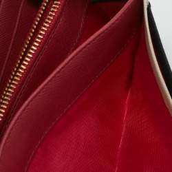 Pre Owned Prada Black Saffiano Leather Flap Continental Wallet