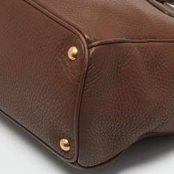 Prada Brown Vitello Daino Leather Double Zip Tote