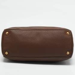 Prada Brown Vitello Daino Leather Double Zip Tote