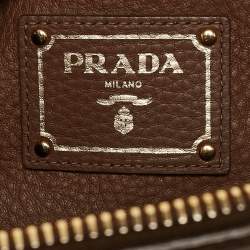 Prada Brown Vitello Daino Leather Double Zip Tote