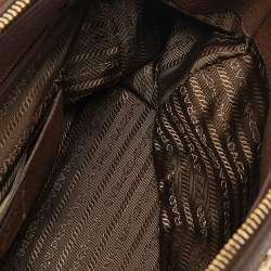 Prada Brown Vitello Daino Leather Double Zip Tote