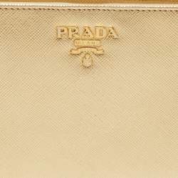 Prada Gold Saffiano Lux Leather Bifold Wallet Organizer
