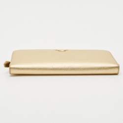 Prada Gold Saffiano Lux Leather Bifold Wallet Organizer